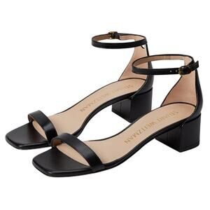 Stuart Weitzman Womens Nudistcurve 35 Block Sandal US 9B EU 39.5 Black EUC